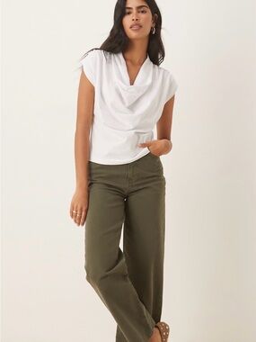 ASIS DESIGN White Draped Neck Tee